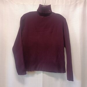 Vtg Lauren Ralph Lauren Women's L Burgundy Turtleneck Ribbed Sweater Logo